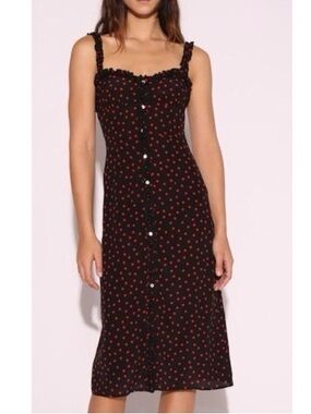 Juliet Midi Dress with Red Polka Dots - Sleeveless Button-Front